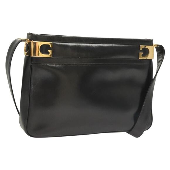 GUCCI Shoulder Bag Leather Black Gold - Picture 1 of 16